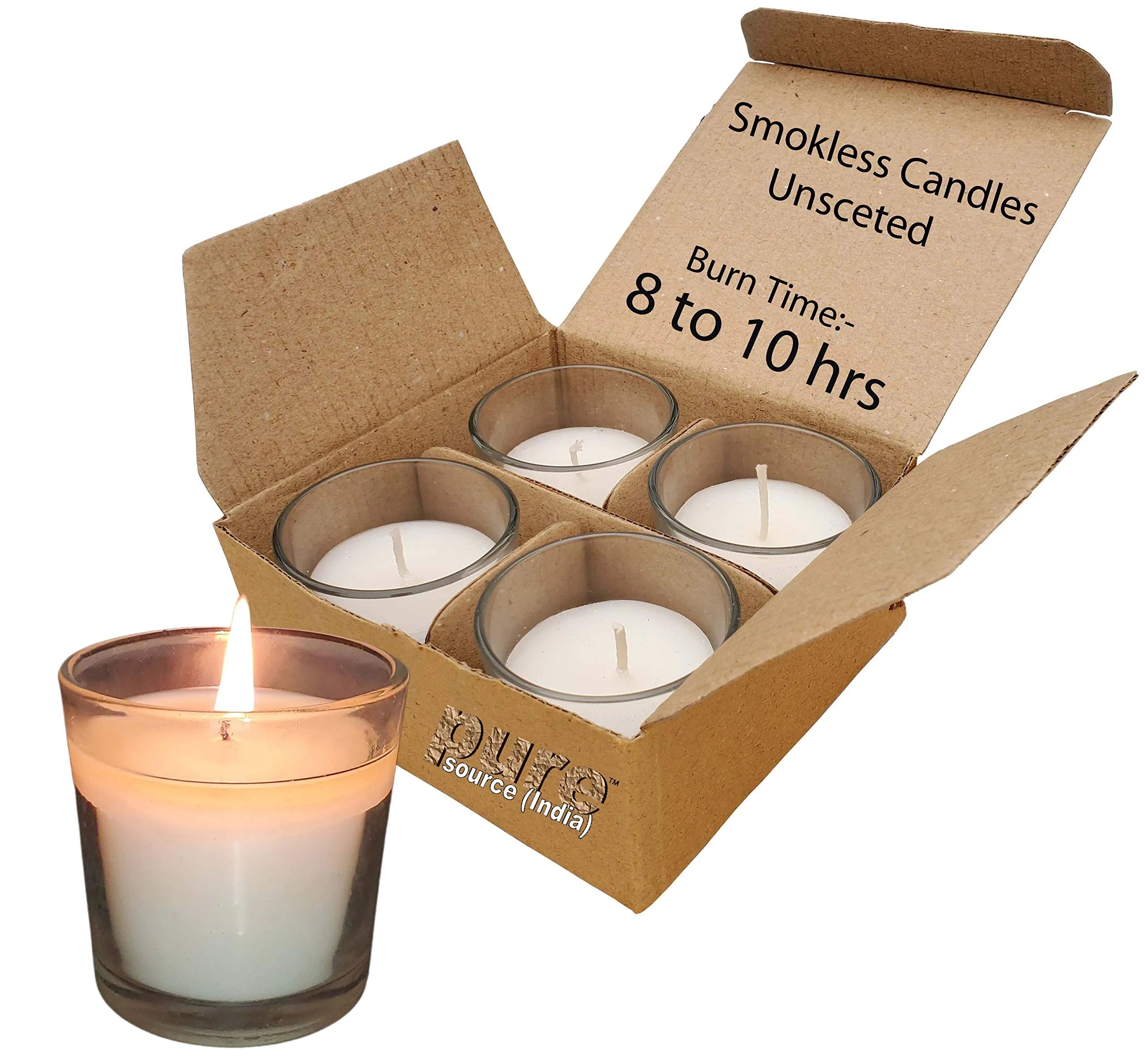 Pure Source India Glass Votive Candles for Candle Night Dinner, Weeding Decor, Home, Party & Occasional Purpose (Set of 12), White Unscented