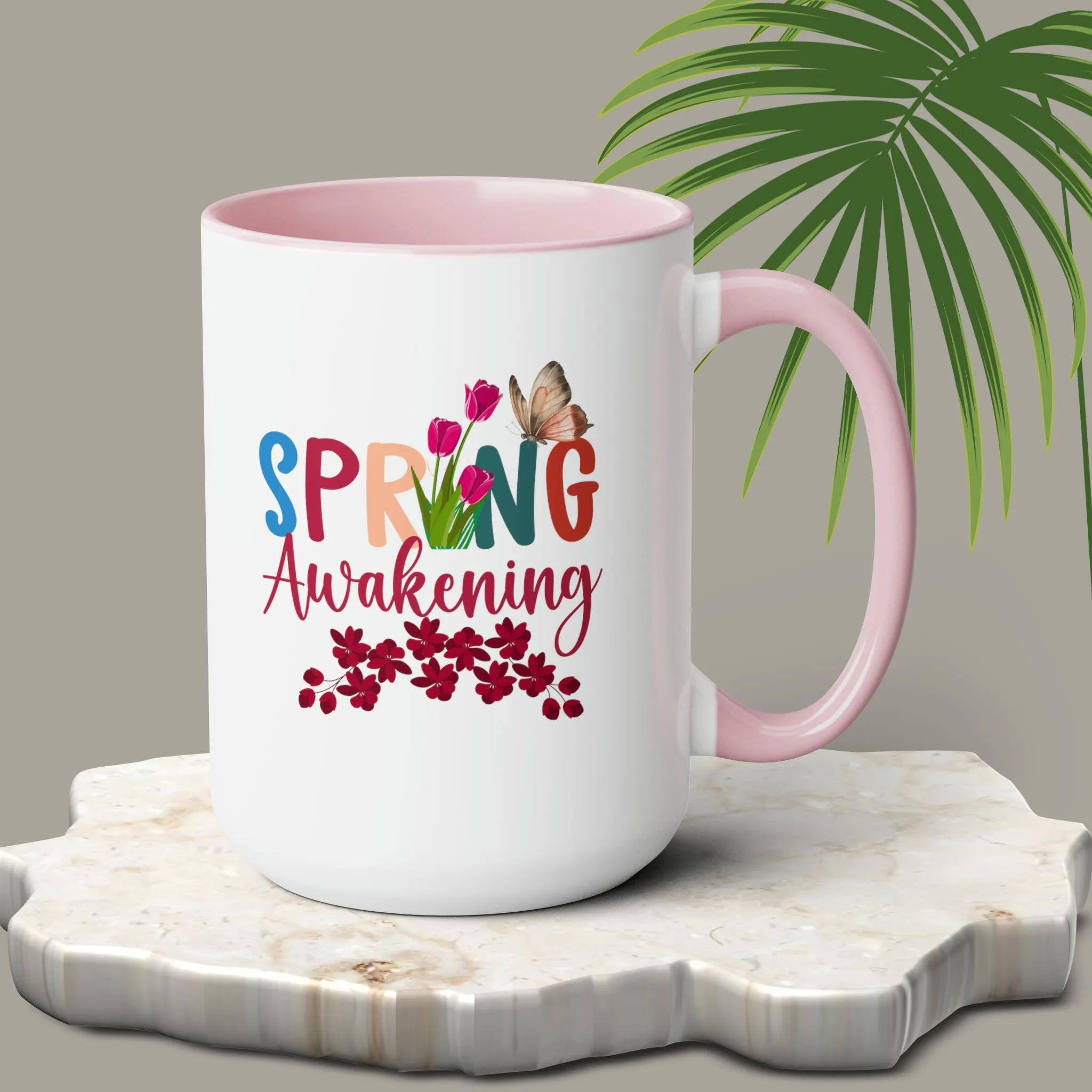 Spring Awakening Two-Tone Coffee Mugs, 15oz